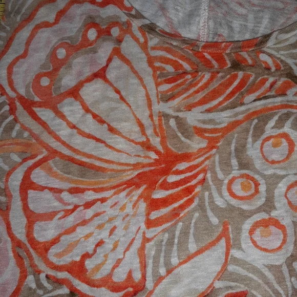Linen Ann Taylor Loft Top Size XS ORANGE FLORAL PRINT ☆ - Picture 7 of 11